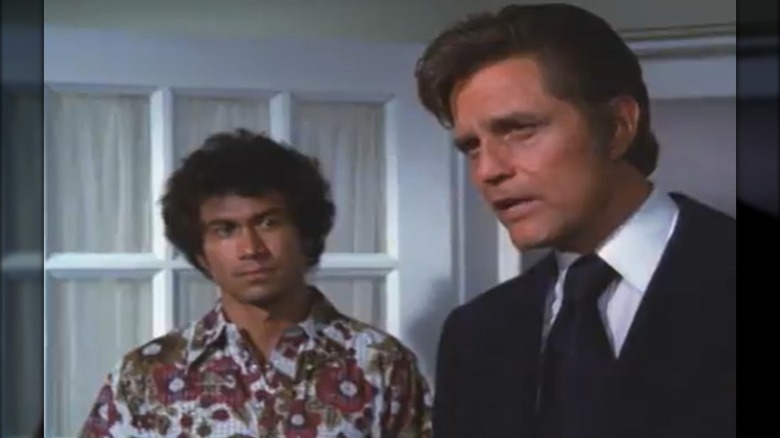Herman Wedemeyer and Jack Lord in a still from "Hawaii Five-O."