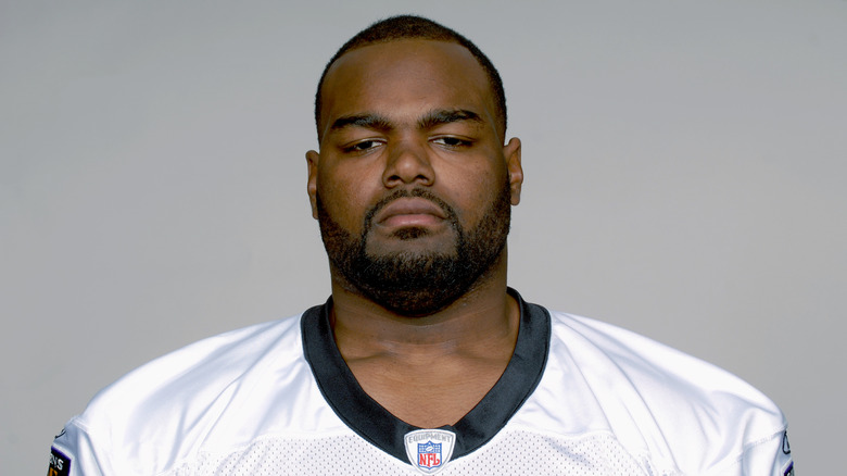 Michael Oher with a serious face
