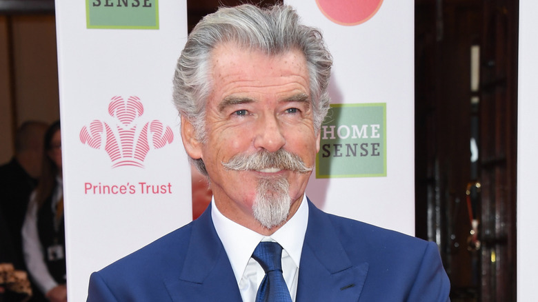 Pierce Brosnan sports a moustache