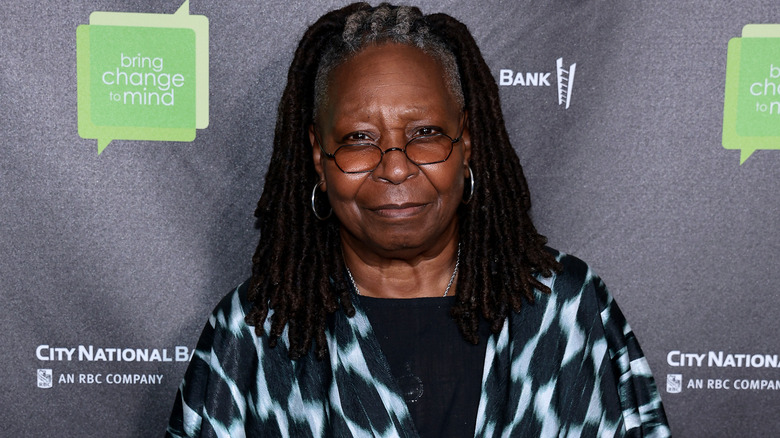 Whoopi Goldberg wearing black and white