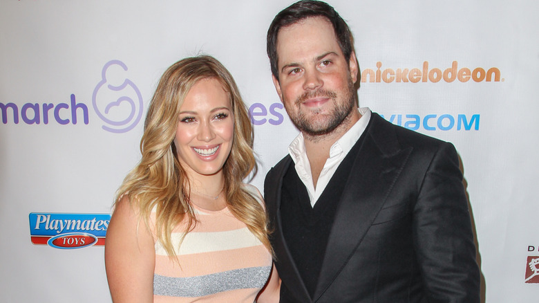 Hilary Duff and Mike Comrie smiling