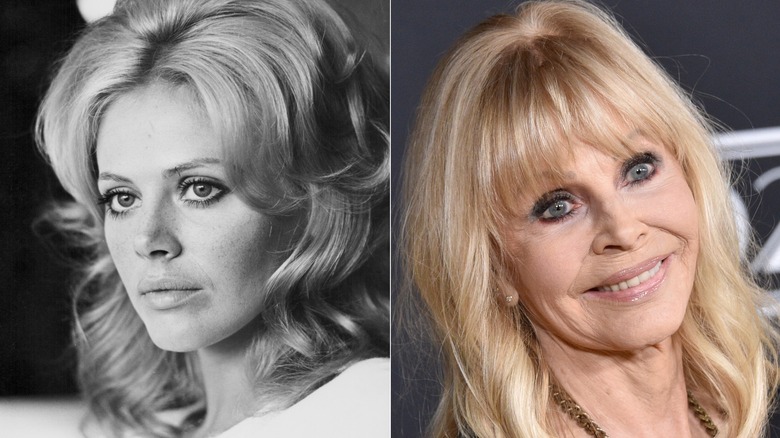 Britt Ekland in 1971's Get Carter and at the 2020s premiere of Get Carter