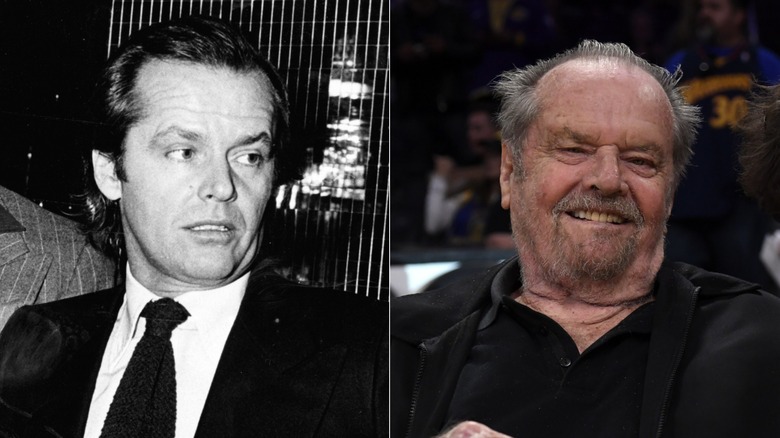 Jack Nicholson at a 1977 event and at a 2020s LA Lakers game