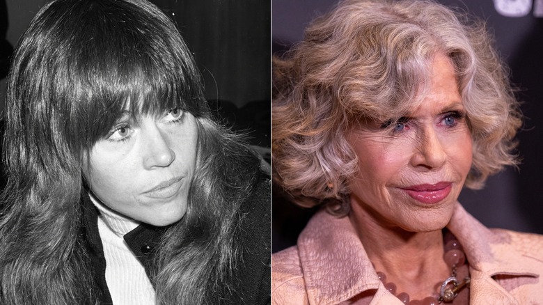 Jane Fonda at a 1974 feminist event and at the 2026 LA premiere of Gaslit