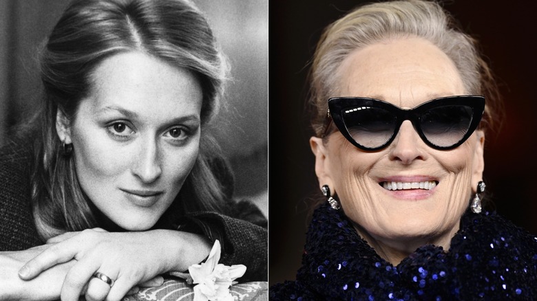 Meryl Streep in the 1970s and at a 2026 Devil Wears Prada 2 event