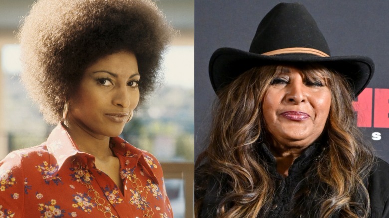 Pam Grier in L.A. in 1974 and at the 2024 premiere of Them