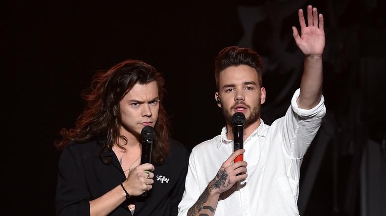 Harry Styles and Liam Payne onstage at the 2015 Jingle Ball