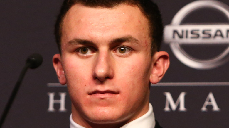 Johnny Manziel at a press conference 