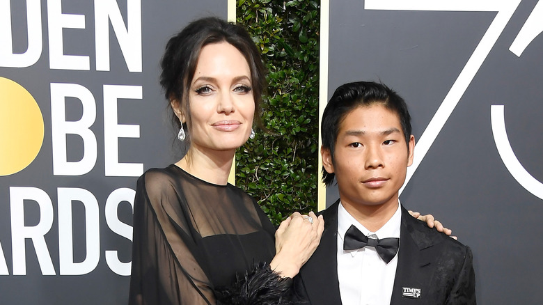 Angelina Jolie and Pax Jolie-Pitt posing together