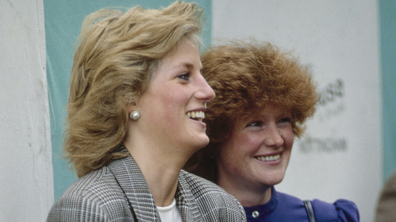 Sarah Spencer and Princess Diana smiling