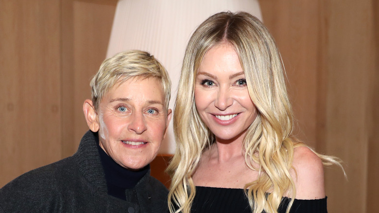 Ellen DeGeneres and Portia de Rossi smiling