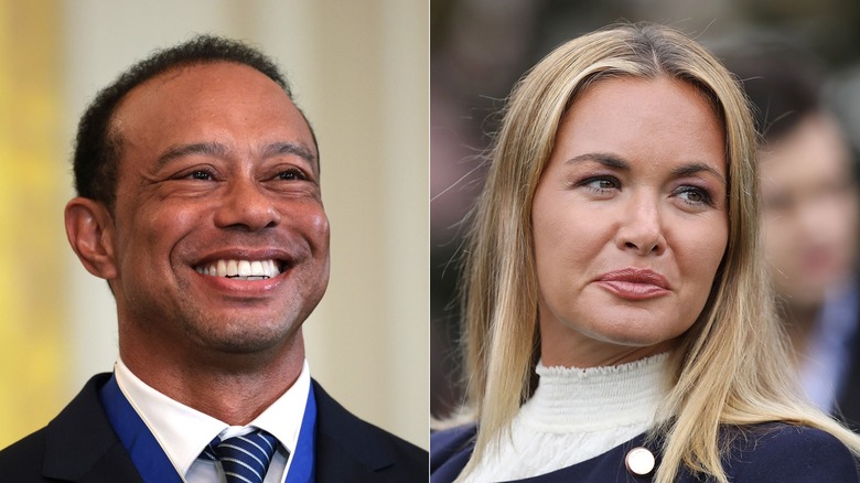 Side by side of Tiger Woods and Vanessa Trump