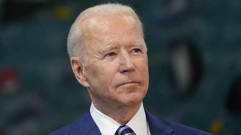 President Biden looks up