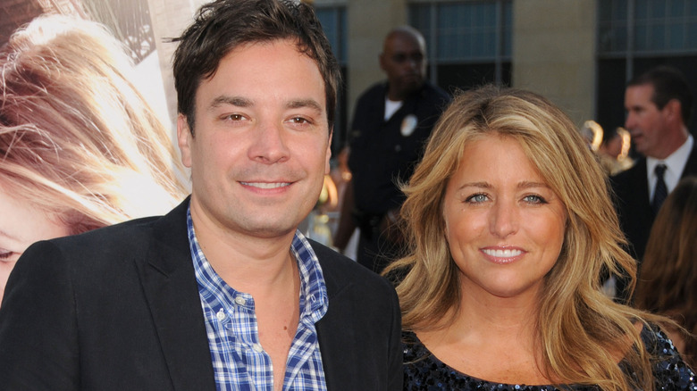 Jimmy Fallon and Nancy Juvonen attend a premiere