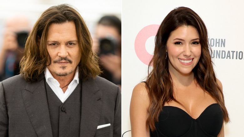 Johnny Depp and Camille Vasquez smiling
