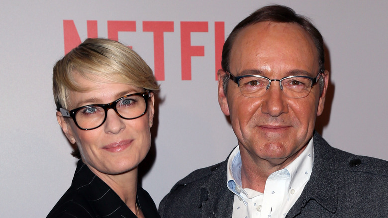Robin Wright smiling glasses Kevin Spacey glasses