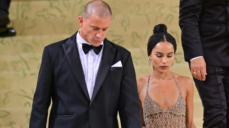 Channing Tatum and Zoë Kravitz walking down steps