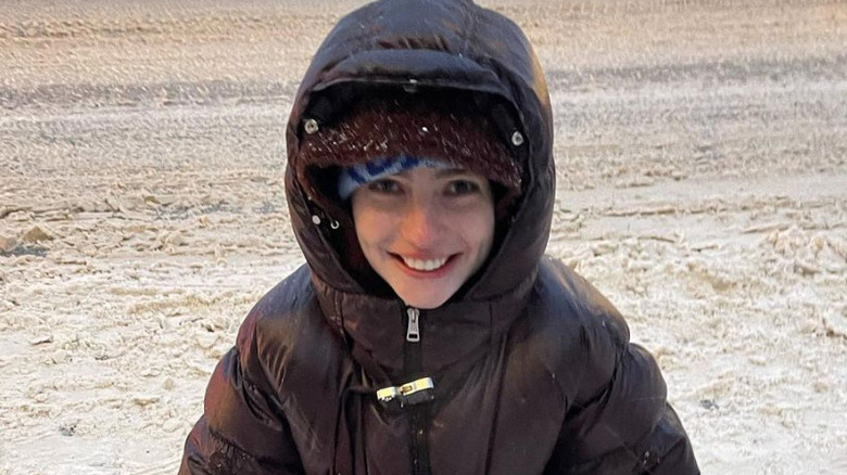 Meadow Walker posing in snow
