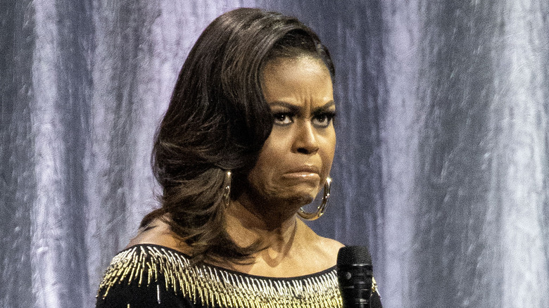Michelle Obama with animated expression