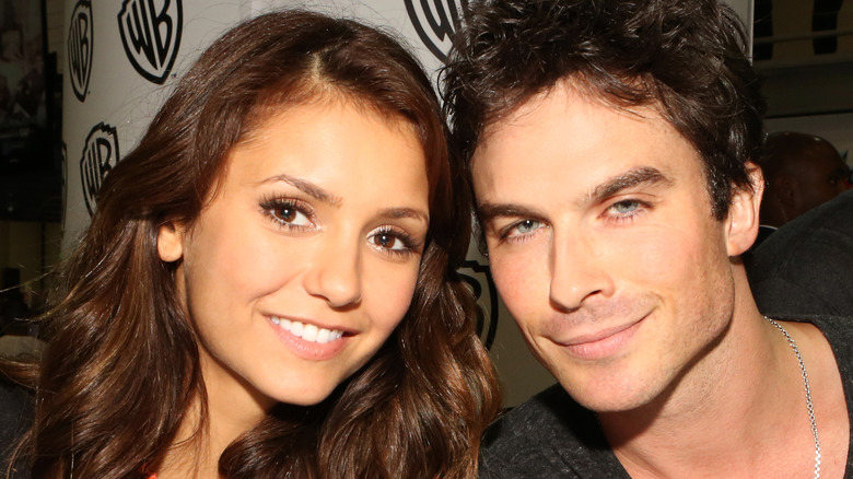 Nina Dobrev and Ian Somerhalder smiling