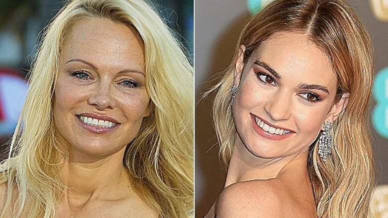 Pamela Anderson and Lily James smiling