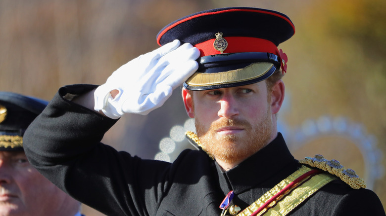 Prince Harry salutes