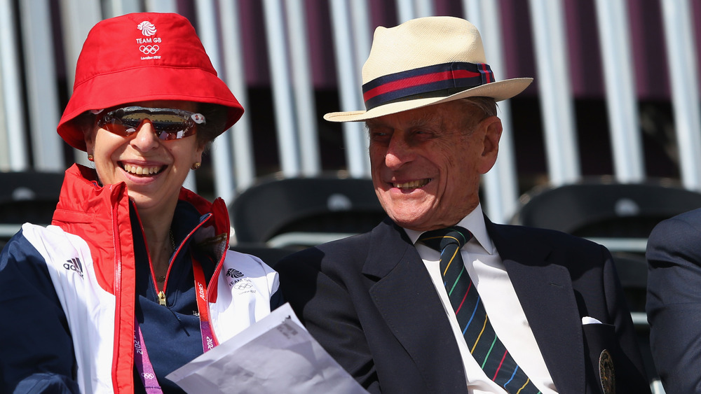 Princess Anne, Prince Philip, smiling