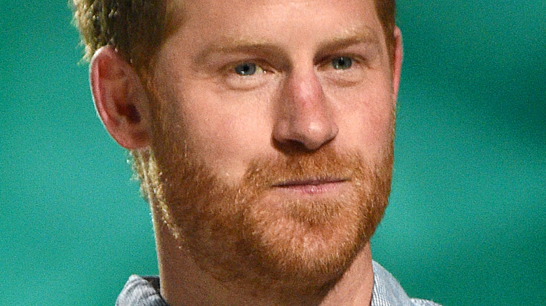 Prince Harry pursed lips