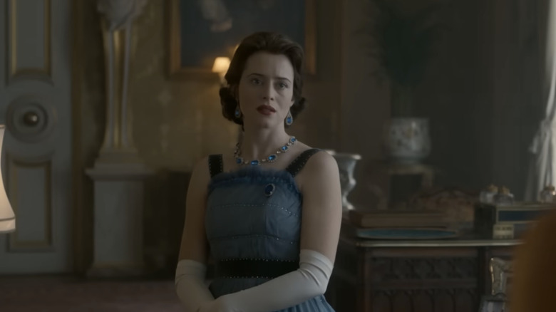 Claire Foy as Queen Elizabeth II in a scene from The Crown