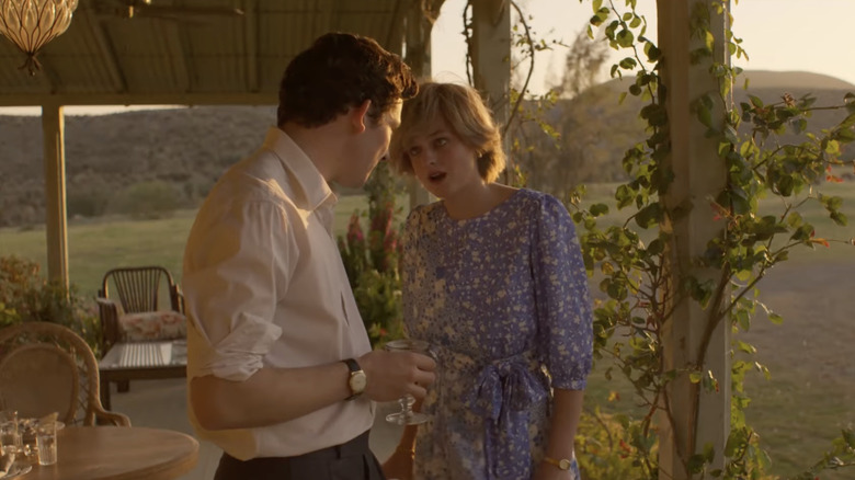 Josh Connor and Emma Corrin in a scene from The Crown