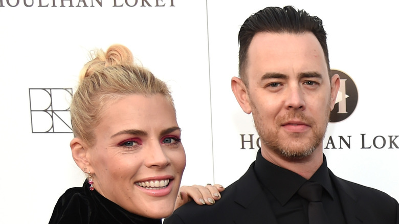Busy Philipps posing with Colin Hanks
