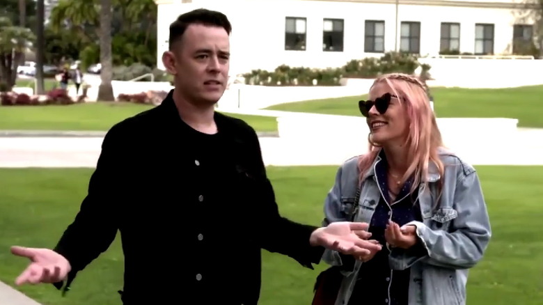 Colin Hanks talking to Busy Philipps