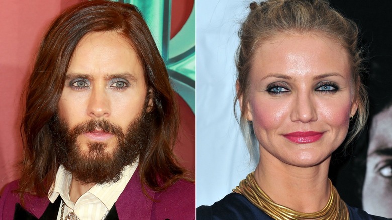 Jared Leto and Cameron Diaz side by side split image