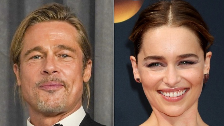 Brad Pitt and Emilia Clarke side by side
