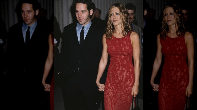 Jennifer Aniston and Paul Rudd holding hands