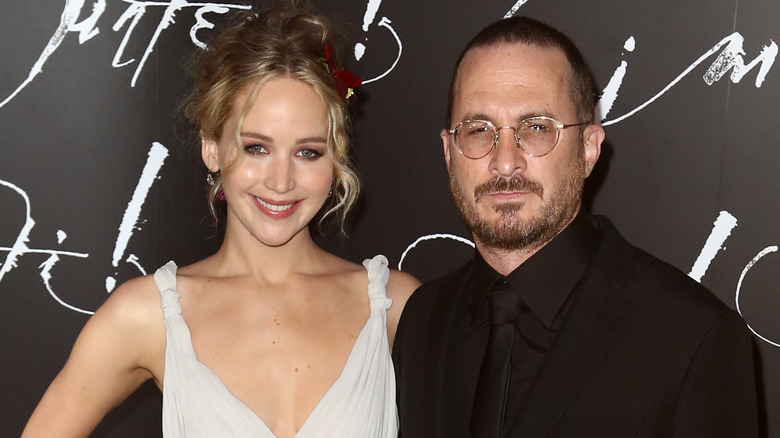 Jennifer Lawrence and Darren Aronofsky posing together in 2017