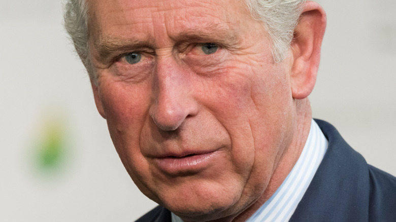 Prince Charles wearing navy suit