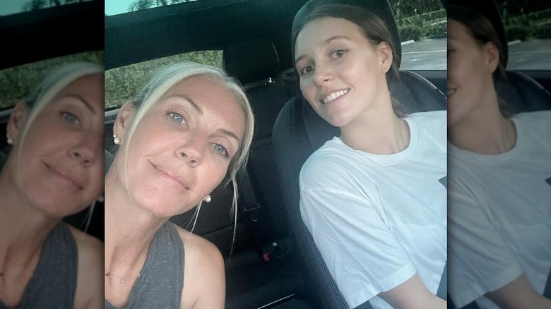Sarah Baeumler in a car with her daughter