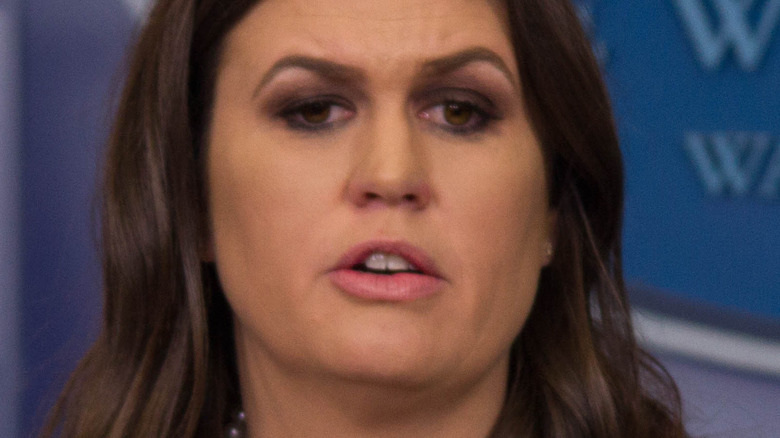 Sarah Huckabee Sanders with serious expression