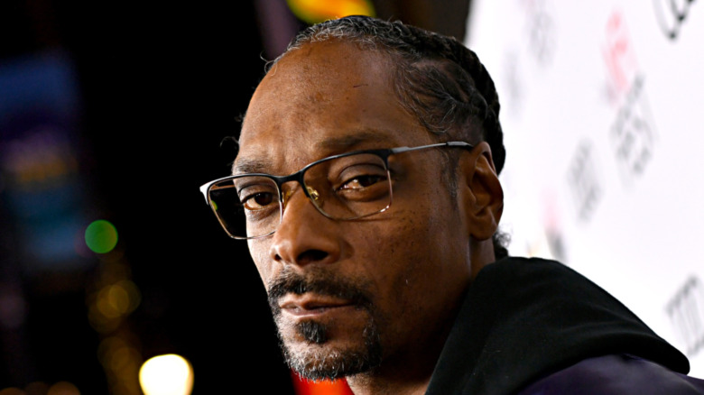 Snoop Dogg looking stoic 