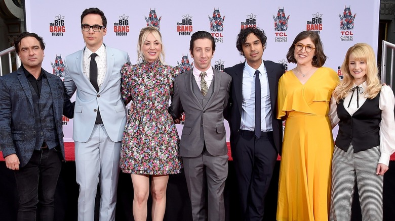"The Big Bang Theory" cast smiling on the red carpet