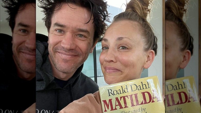 Kaley posing with her fiance Tom