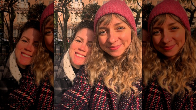 Lauren posing with a friend in NYC