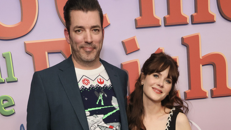 HGTV's Jonathan Scott with actress Zooey Deschanel.