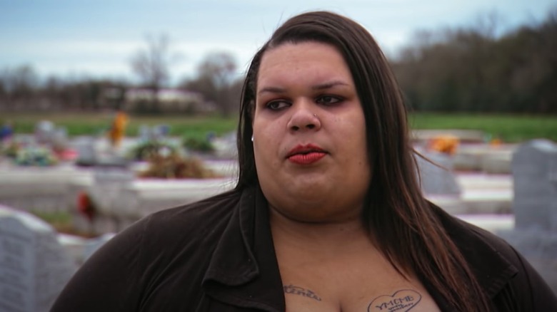 Destinee Lashaee wearing pink lipstick 