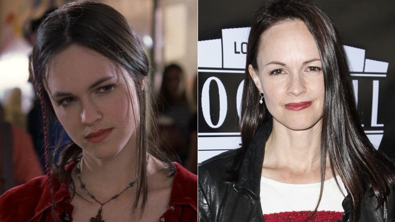 Susan May Pratt in 10 Things I Hate About You, and at the carpet for the movie's musical parody in 2019
