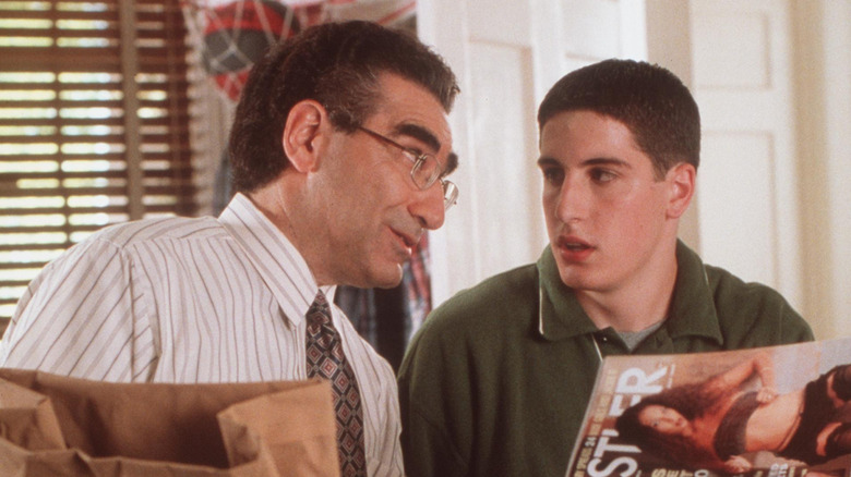 Eugene Levy and Jason Biggs in a scene from American Pie