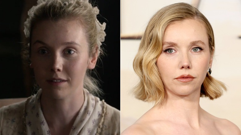 Lauren Lyle as Marsali in Outlander and at the eighth season premiere of the show