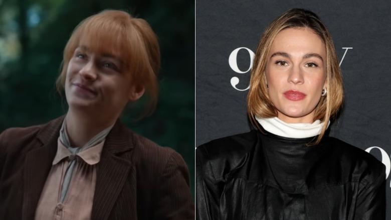 Sophie Skelton in Outlander and at a 2026 panel discussing the show