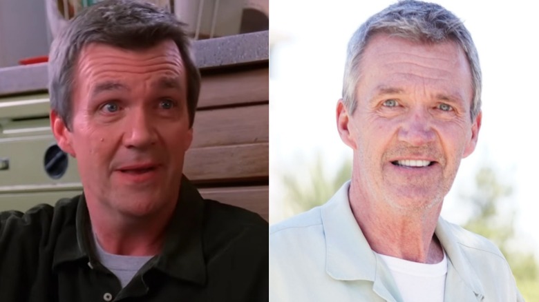 Side by side pictures of Neil Flynn on The Middle and now.